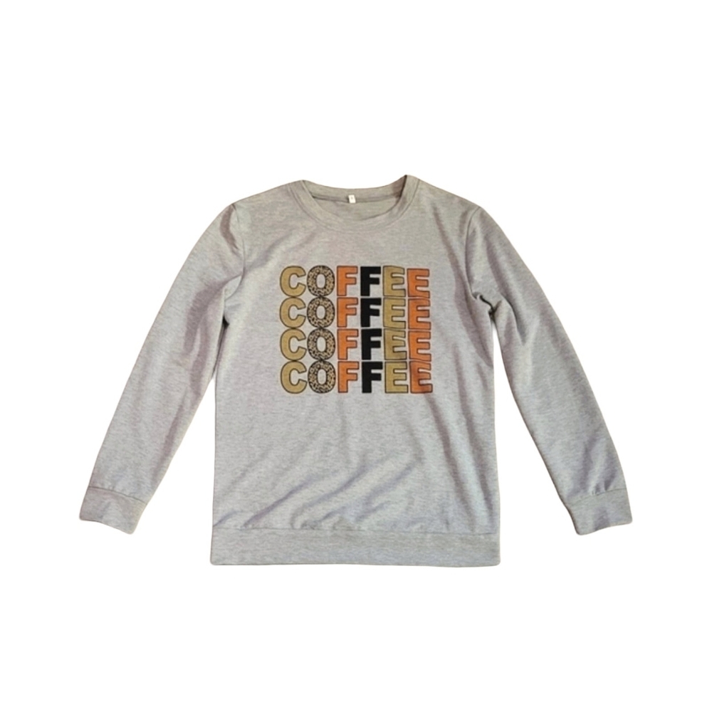 Cute Coffee Inspirational Graphic Top Pullover Women's Grayson Sweatshirt Size S